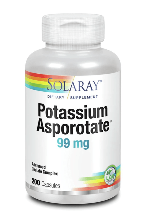Solaray Store Stock Only SOL POTASSIUM ASPORO 99mg 200C