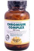 Country Life Vitamins, Minerals, Herbs & More Country Life Chromium Polynicotinate Complex 200mcg 100 Vege Caps (580720066604)
