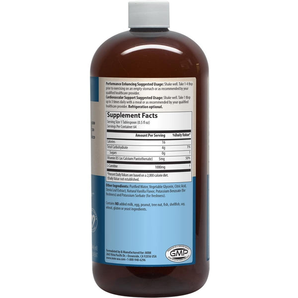 MRM Sports Nutrition & More All Natural Vanilla MRM L-Carnitine 32 Fl Oz (581606113324)