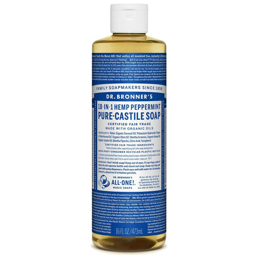 Dr. Bronner's Vitamins, Minerals, Herbs & More Dr. Bronner's Pure Castille Liquid Soap Peppermint 16 oz (580868538412)