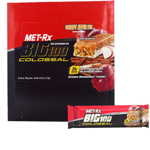 Met-Rx Sports Nutrition & More Crispy Apple Pie Met-Rx Big 100 Colossal Bars 12/Box (580791730220)