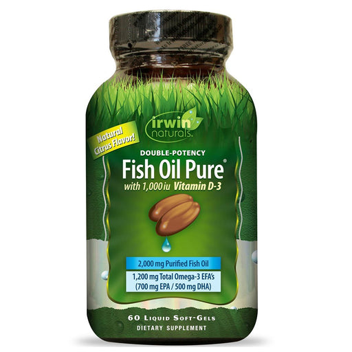 Irwin Naturals Vitamins, Minerals, Herbs & More Irwin Naturals Double Potency Fish Oil Pure Natural Citrus Flavor 60 Liquid Soft-Gels (581328896044)