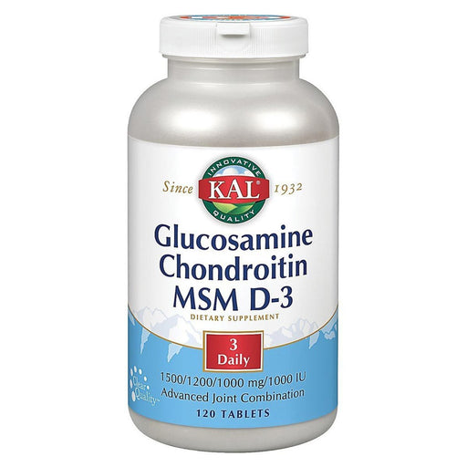Kal Vitamins, Minerals, Herbs & More Kal Glucosamine Chondroitin MSM D-3 120 Tabs
