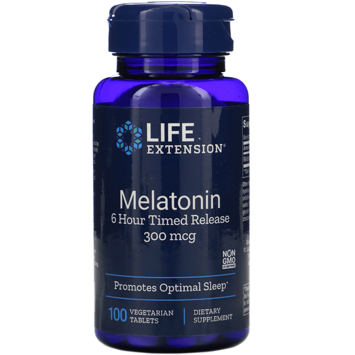 Life Extension Vitamins, Minerals, Herbs & More Life Extension Melatonin 6 Hour Timed Release 300 mcg 100 Caps