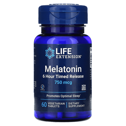 Life Extension Vitamins, Minerals, Herbs & More Life Extension Melatonin (6 Hour Timed Release) 750 mcg 60 Caps