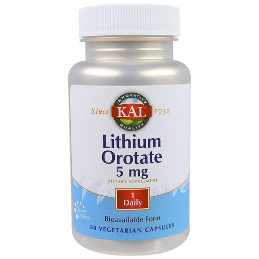 Kal Vitamins, Minerals, Herbs & More Kal Lithium Orotate 5mg 60 Vege Caps