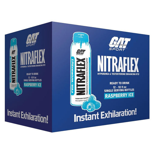 GAT Drinks Raspberry Ice GAT Nitraflex RTD 12/Case (1393080270892)
