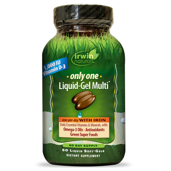 Irwin Naturals Vitamins, Minerals, Herbs & More Irwin Naturals Only One Liquid-Gel Multi with Iron 60 Liquid Softgels (581259493420)