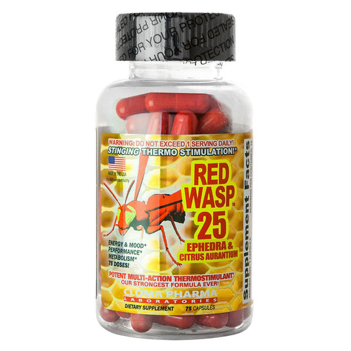 Cloma Pharma Fat Burner Default Cloma Pharma Red Wasp 25mg Ephedra 75 Caps (1022156636204)