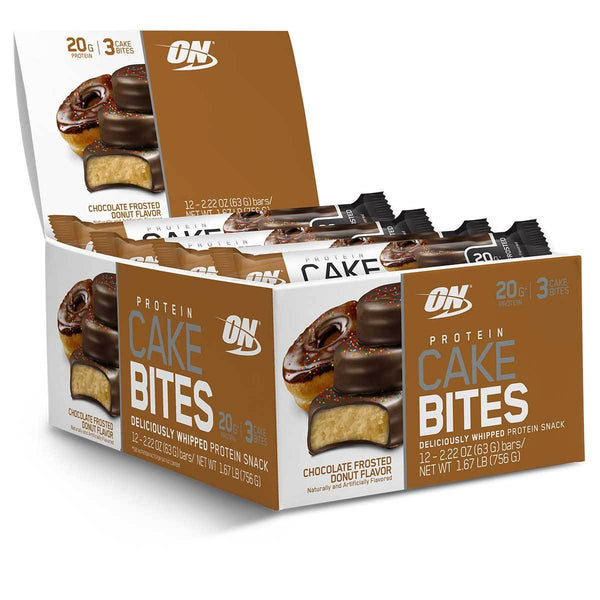 Optimum Nutrition Sports Nutrition & More Chocolate Frosted Donut Optimum Nutrition Protein Cake Bites 12/Box (582543867948)