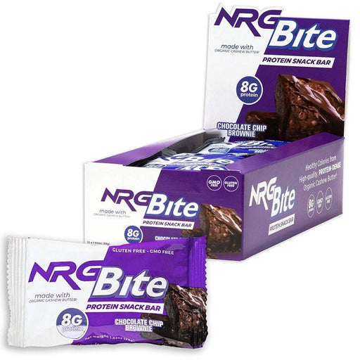NRG Bite Bars Chocolate Chip Brownie NRG Bites Protein Bars 12/Box