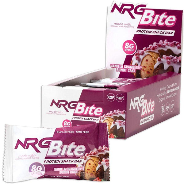 NRG Bite Bars Vanilla Cranberry Bundt Cake NRG Bites Protein Bars 12/Box