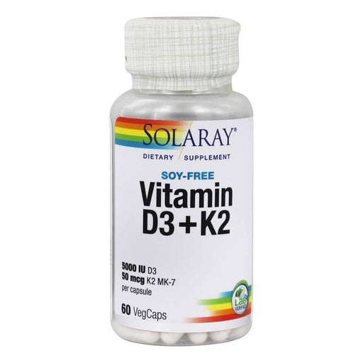 Solaray Vitamins & Minerals Solaray Vitamin D3 + K2 Soy-Free 60 Capsules (4472792318067)