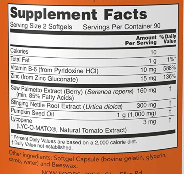 Now Foods Vitamins, Minerals, Herbs & More Now Foods Prostate Support 180 Softgels