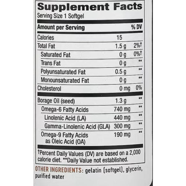 Nature's Way Vitamins, Minerals, Herbs & More Nature's Way Efa Gold Borage Oil 1300mg with 312mg GLA 60 Gels