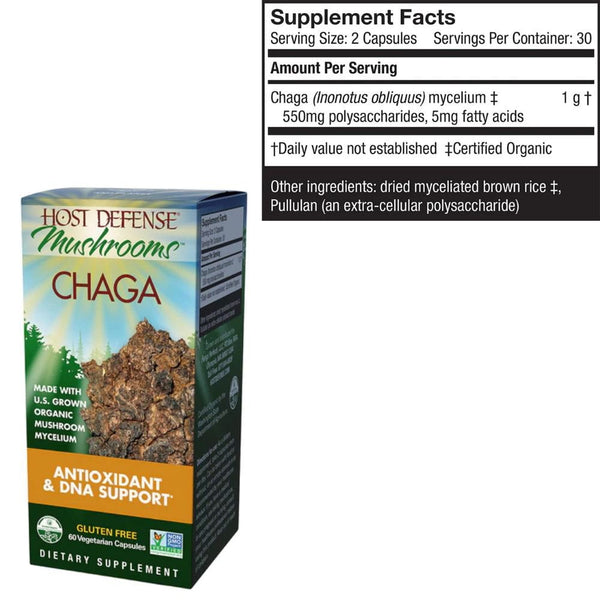 Fungi Perfect Herbs Host Defense Chaga Capsules 60 Capsules