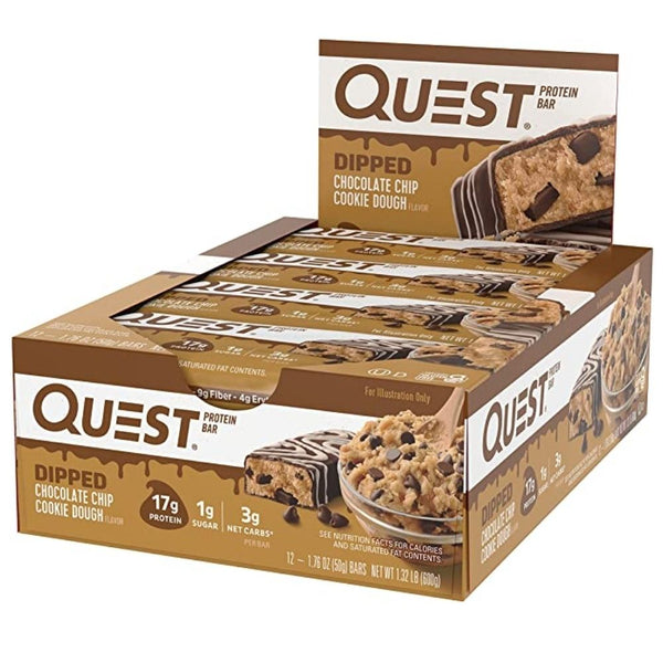Quest Nutrition Bars Chocolate Chip Cookie Dough Quest Bar Dipped 12 Box