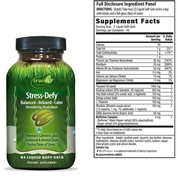 Irwin Naturals Nootropics Irwin Naturals Stress Defy PM 84 Soft Gels