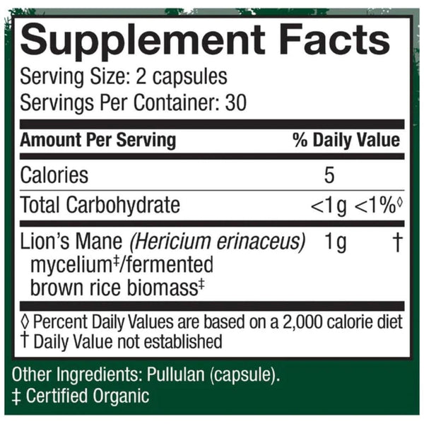 Fungi Perfect Vitamins, Minerals, Herbs & More Fungi Perfect Host Defense Lion's Mane 60 Vege Caps
