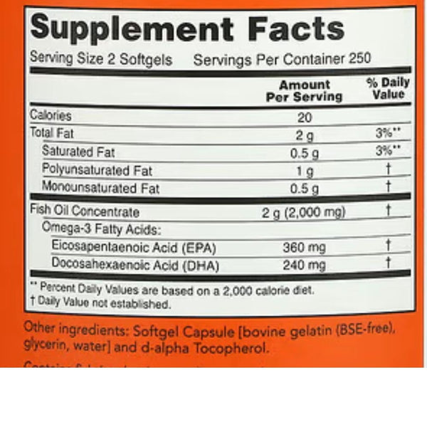 Now Foods Vitamins, Minerals, Herbs & More Now Foods Omega-3 1000 Mg 500 Softgels