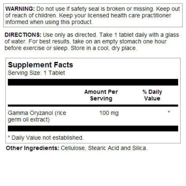 Kal Specialty Health Products KAL Gamma Oryzanol 100mg 100 Tablets