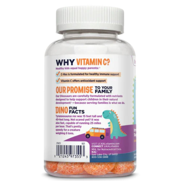 Kal Vitamins, Minerals, Herbs & More Kal Vitamin C-Rex Yummy Gummy Orange 60 Gummies