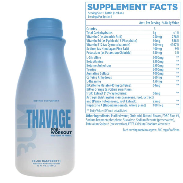 Raw Drinks Raw CBUM Thavage Ready To Drink (RTD) Preworkout 12 Case