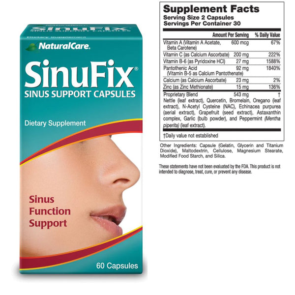 Natural Care Vitamins, Minerals, Herbs & More Natural Care SinuFix 60 Capsules