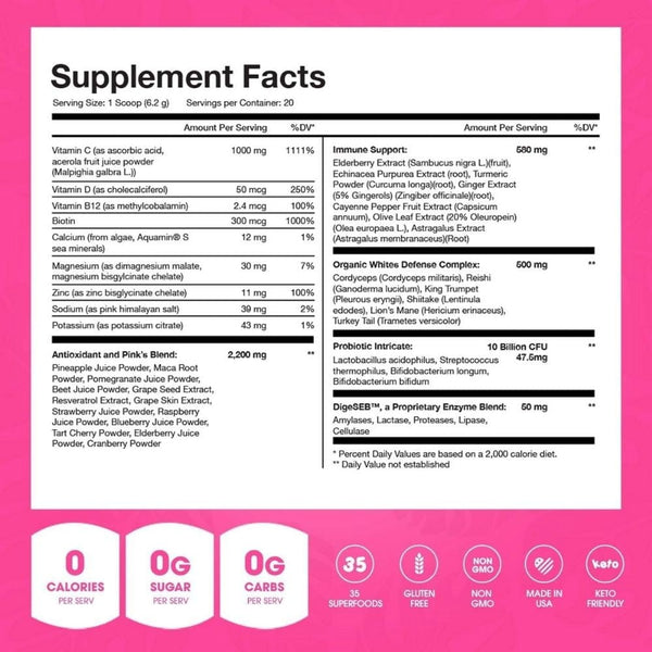 Obvi Digestive Health Obvi SuperFood Pink Immunity & Probiotic 20 Serving
