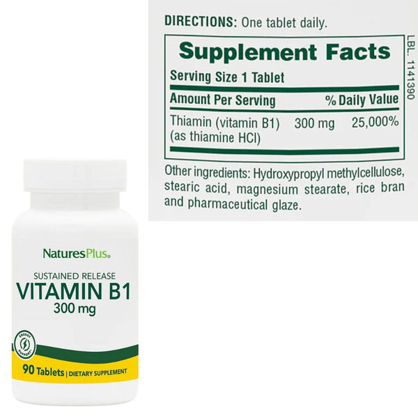 Nature's Plus Vitamins & Minerals Nature's Plus Vitamin B1 300mg Sustained Release 90 Tablets