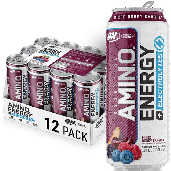 Optimum Nutrition Drinks Mixed Berry Sangria Optimum Nutrition Amino Energy + Electrolytes RTD 12/Case