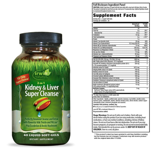 Irwin Naturals Specialty Health Products Irwin Naturals 2-In-1 Kidney & Liver Super Cleanse 60ct