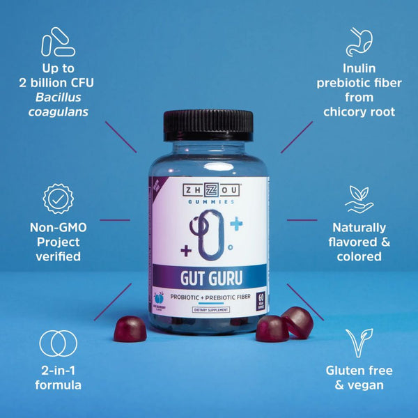 ZHOU Digestive Health ZHOU Gut Guru Probiotic Gummies 60ct