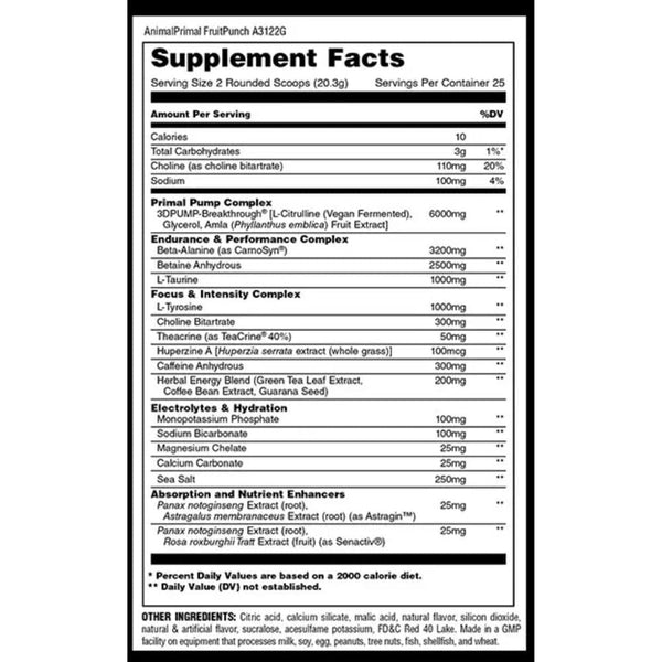 Universal Pre-Workouts Univ Animal Primal Pre-Workout Powder 25 Servings
