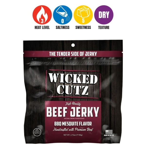 Wicked Cutz Foods Juices BBQ Mesquite Beef Jerky Wicked Cutz Jerky 2.75oz