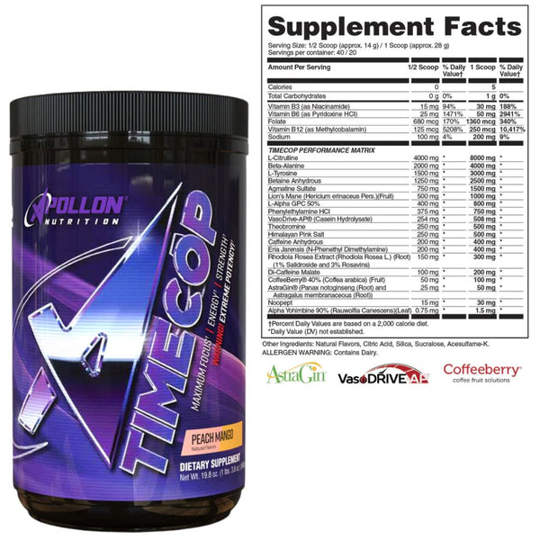 Apollon Nutrition Pre-Workouts Apollon Timecop Bareknuckle VS Overtime Pre 20/40 Servings