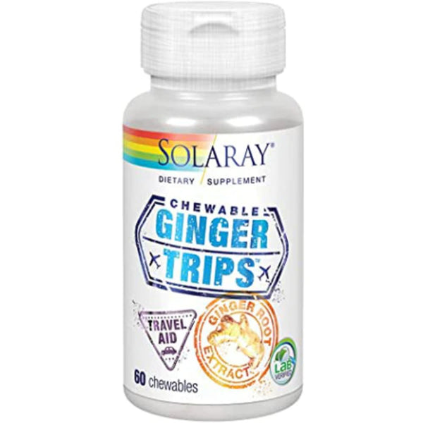 Solaray Vitamins, Minerals, Herbs & More Solaray Ginger Trips 67mg 60 Chewable Wafers