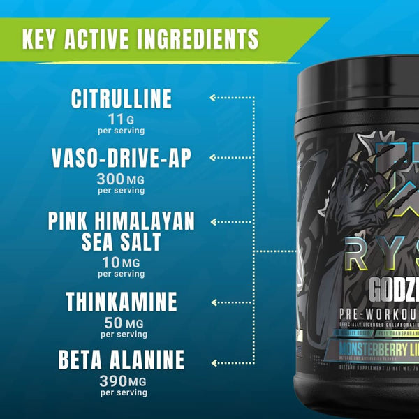 Ryse Supplements Pre-Workouts Monsterberry Lime Ryse Godzilla Preworkout 20/40 Servings