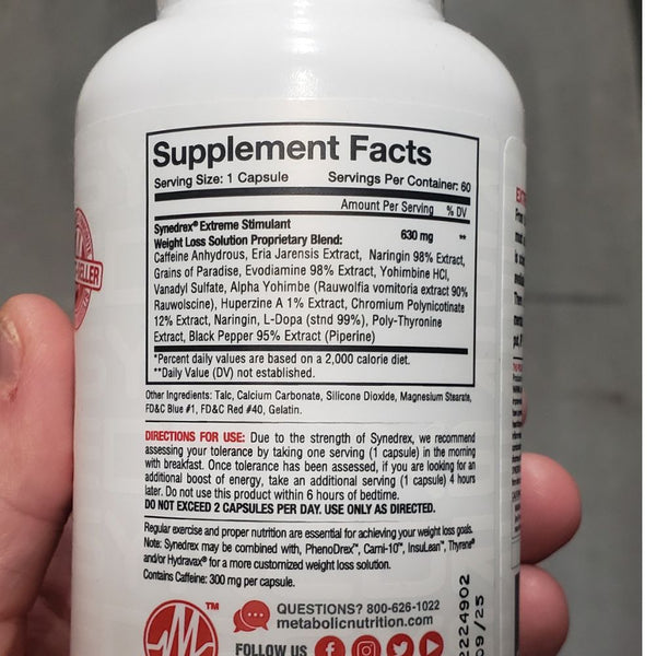 Metabolic Nutrition Sports Nutrition & More Metabolic Nutrition Synedrex Fat Burner 60 Caps