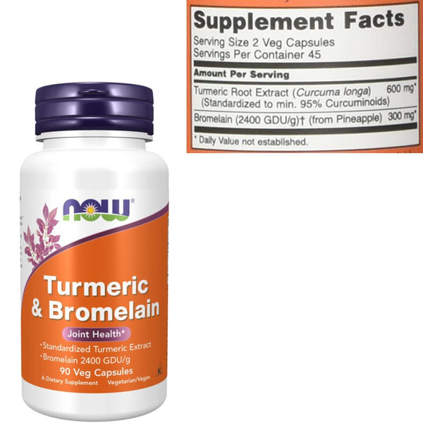 Now Foods Vitamins, Minerals, Herbs & More Now Foods Turmeric & Bromelain 90 Capsules