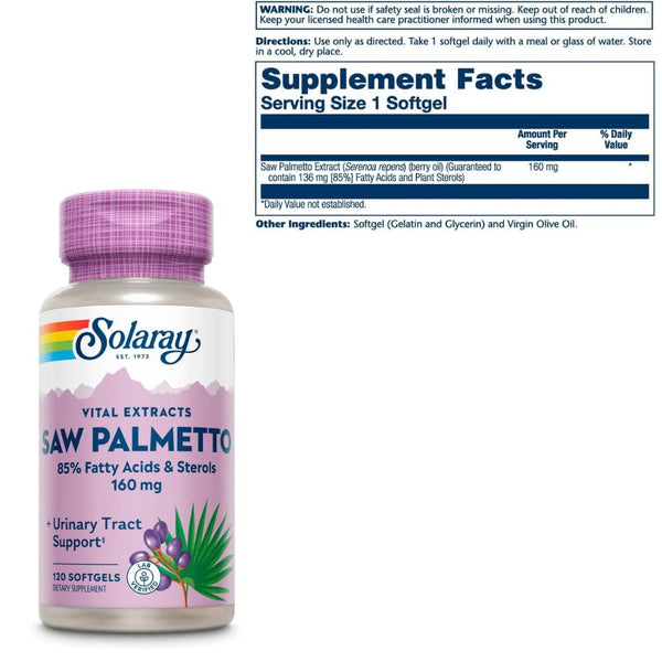 Solaray Vitamins, Minerals, Herbs & More Solaray Saw Palmetto Berry Extract 160mg 120 Softgels