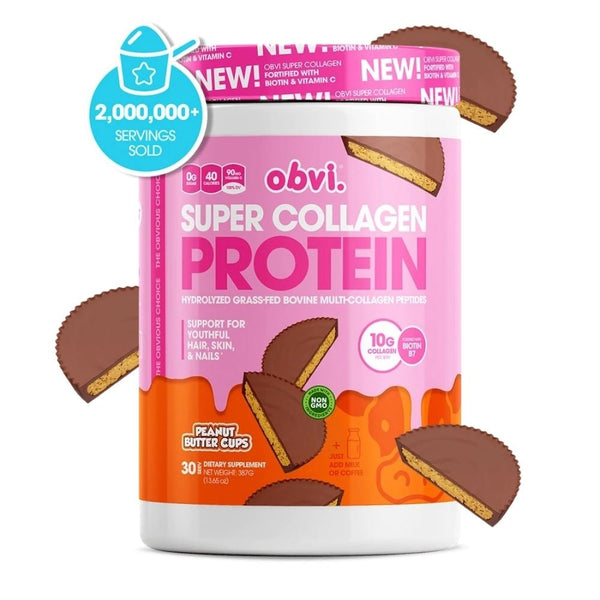Obvi Protein Powders Peanut Butter Cups Obvi Super Collagen Protein 30 Servings