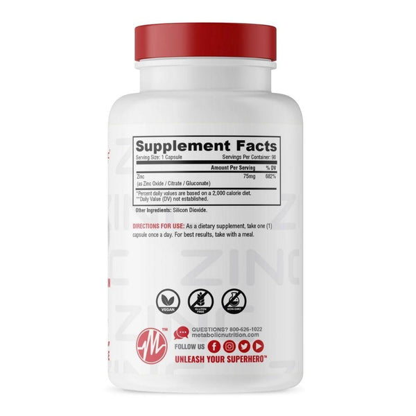 Metabolic Nutrition Vitamins & Minerals Metabolic Nutrition Zinc 90 Capsules