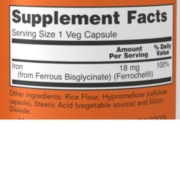Now Foods Vitamins, Minerals, Herbs & More Now Foods Iron 18mg 120 Capsules