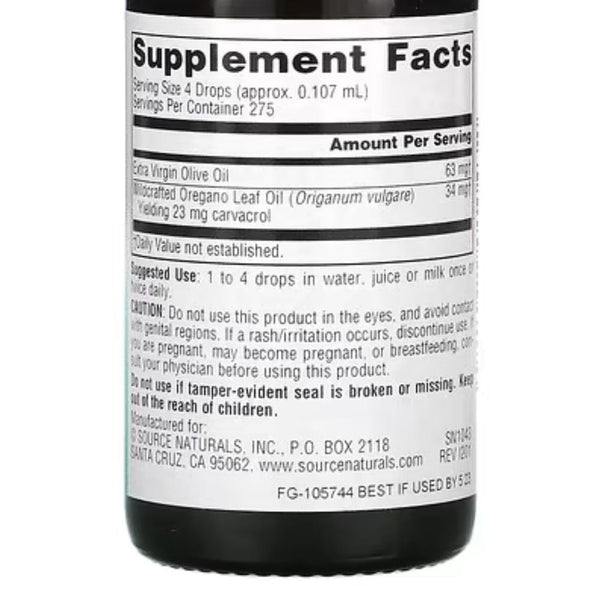 Source Naturals Vitamins, Minerals, Herbs & More Source Naturals Wellness Oil of Oregano 1 fl oz