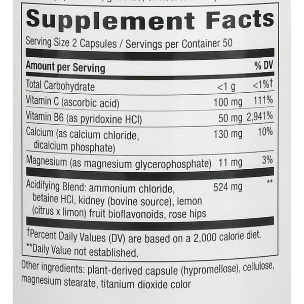 Enzymatic Therapy Digestive Health Nature's Way Acid-A-Cal 100 Capsules