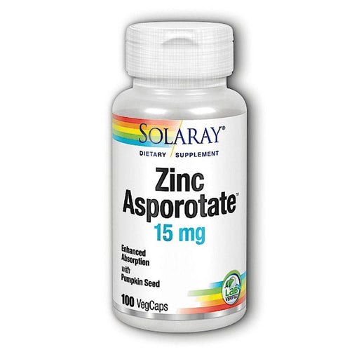 Solaray Vitamins & Minerals Solaray Zinc Asporotate 15mg 100 Capsules (4535258939507)