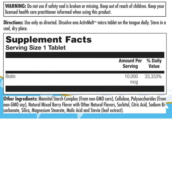 Kal Vitamins & Minerals KAL Ultra Biotin 10,000mcg 60 Mixed Berry Lozenges