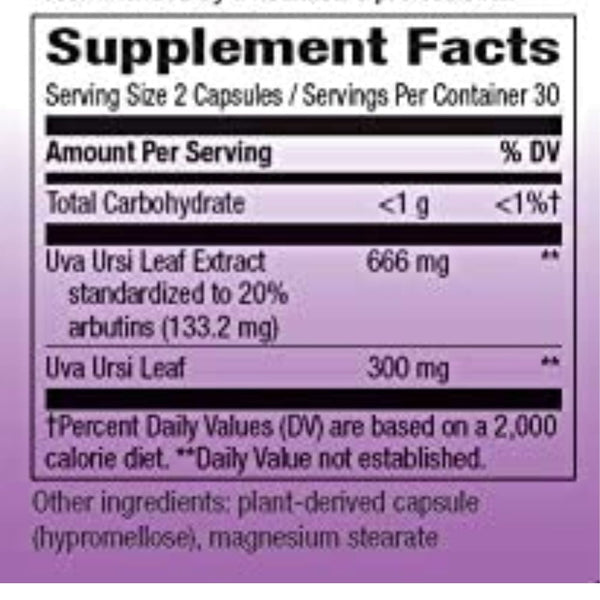 Nature's Way Vitamins, Minerals, Herbs & More Nature's Way Uva Ursi / Bearberry Extract 60 Caps