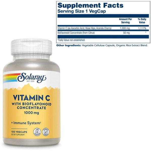 Solaray Vitamins & Minerals Solaray Vitamin C w/ Bioflavonoid Concentrate 1000mg 100 Caps